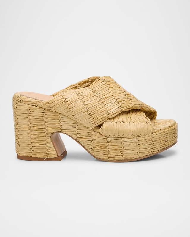 Noa Raffia Criss-Cross Platform Sandals